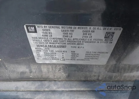 2018 Chevrolet Trax Lt from USA, damaged, VIN 3GNCJLSB3JL322587